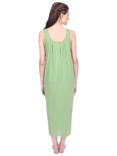 Red Rose Solid Cotton Full Length Camisole for Women | Nighty