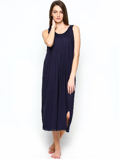 Red Rose Solid Cotton Full Length Camisole for Women | Nighty