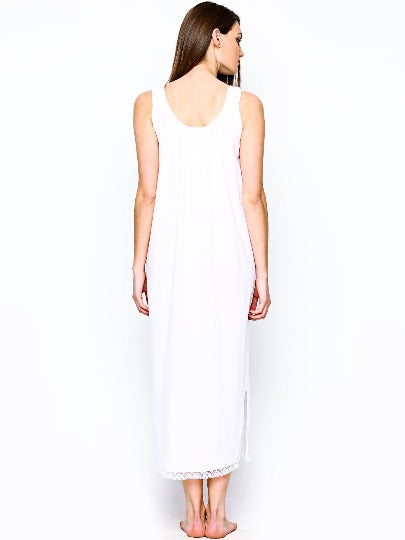 Red Rose Solid Cotton Full Length Camisole for Women | Nighty