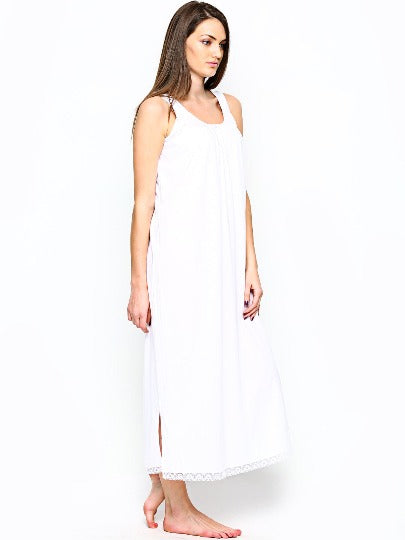 Red Rose Solid Cotton Full Length Camisole for Women | Nighty