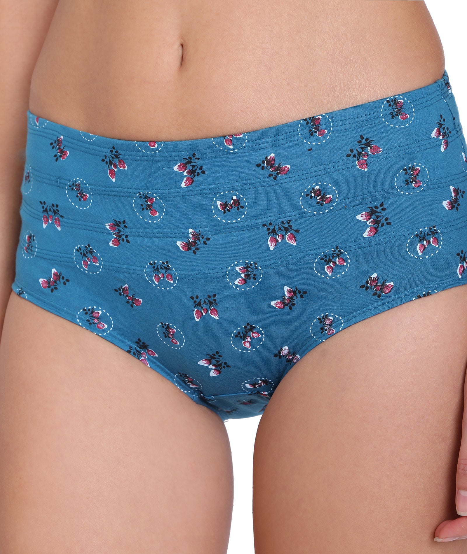 Red Rose Slimmer Printed High Rise Full Coverage Tummy Hipster Panty (Single Pack)