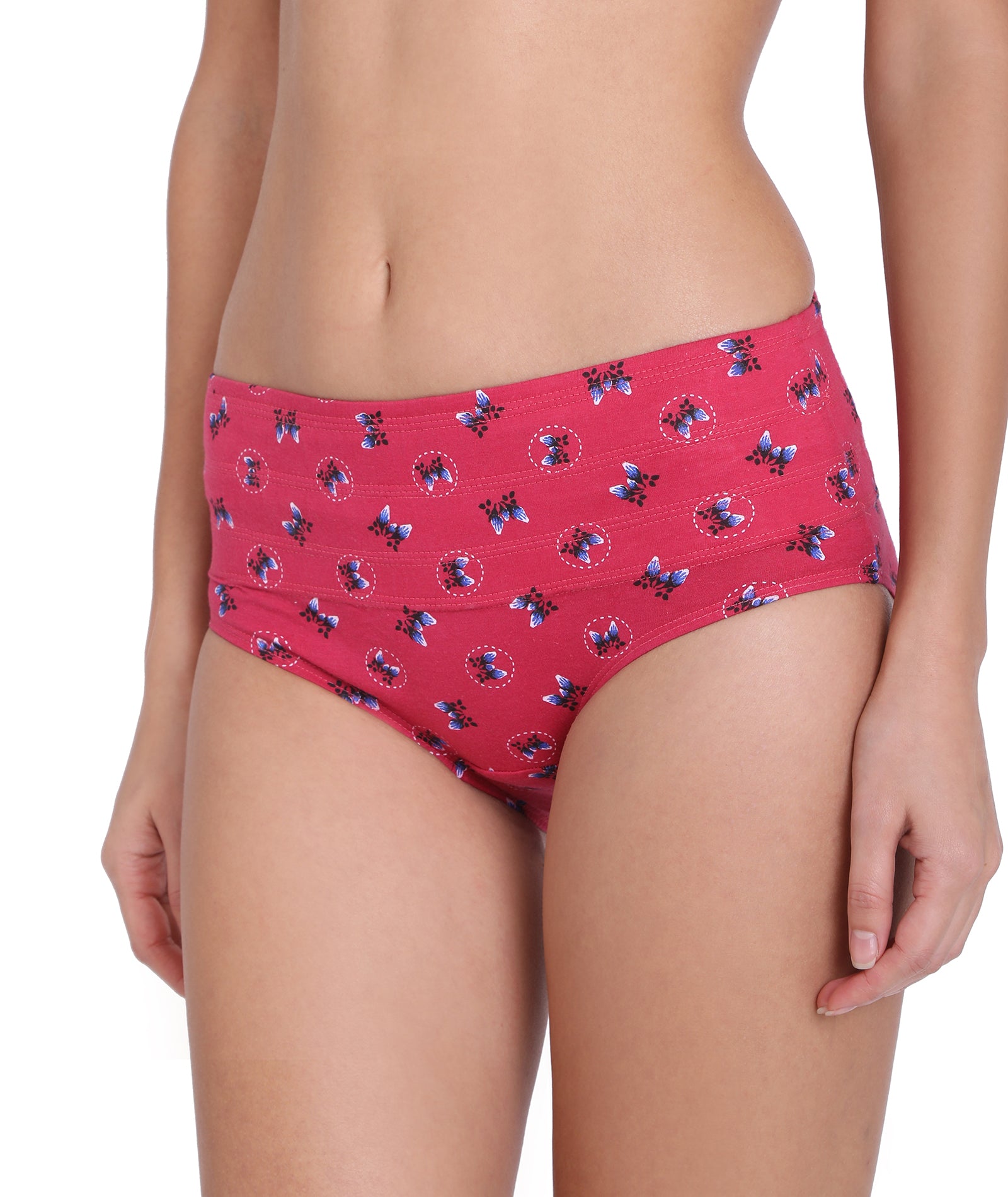 Red Rose Slimmer Printed High Rise Full Coverage Tummy Hipster Panty (Single Pack)