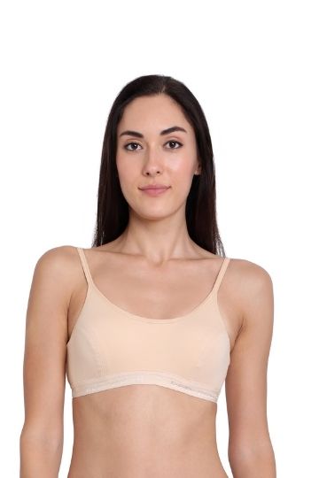 RED ROSE WOMEN'S WIREFREE NON PADDED SUPER COMBED COTTON ELASTANE STRETCH FULL COVERAGE SLIP BRA