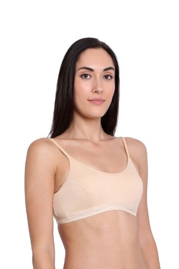 RED ROSE WOMEN'S WIREFREE NON PADDED SUPER COMBED COTTON ELASTANE STRETCH FULL COVERAGE SLIP BRA