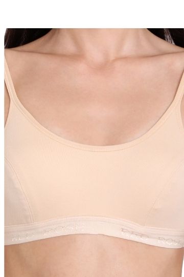 RED ROSE WOMEN'S WIREFREE NON PADDED SUPER COMBED COTTON ELASTANE STRETCH FULL COVERAGE SLIP BRA