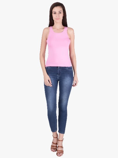 Red Rose Women's Cotton U Neck Plain Spaghetti Strap Tank Top A Super Combed Cotton Fabric Slim Fit Camisole for Ladies