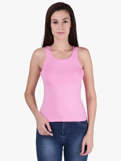 RED ROSE WOMEN'S COTTON U NECK PLAIN SPAGHETTI STRAP TANK TOP A SUPER COMBED COTTON FABRIC SLIM FIT CAMISOLE FOR LADIES