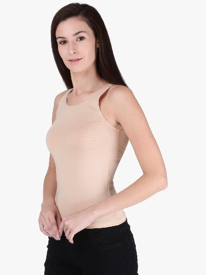 Red Rose Women's Cotton U Neck Plain Spaghetti Strap Tank Top A Super Combed Cotton Fabric Slim Fit Camisole for Ladies