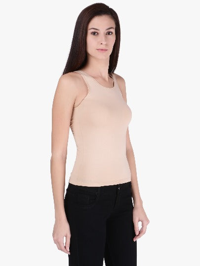 Red Rose Women's Cotton U Neck Plain Spaghetti Strap Tank Top A Super Combed Cotton Fabric Slim Fit Camisole for Ladies