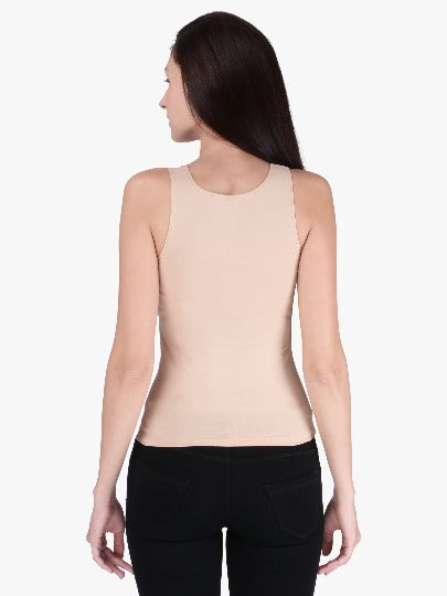 Red Rose Women's Cotton U Neck Plain Spaghetti Strap Tank Top A Super Combed Cotton Fabric Slim Fit Camisole for Ladies