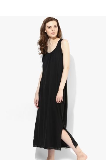 SANDHYA Red Rose Women’s Solid Cotton Full-Length Camisole | Soft & Comfortable Nighty for Daily Wear