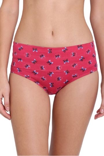 Red Rose Slimmer Printed High Rise Full Coverage Tummy Hipster Panty (Single Pack)