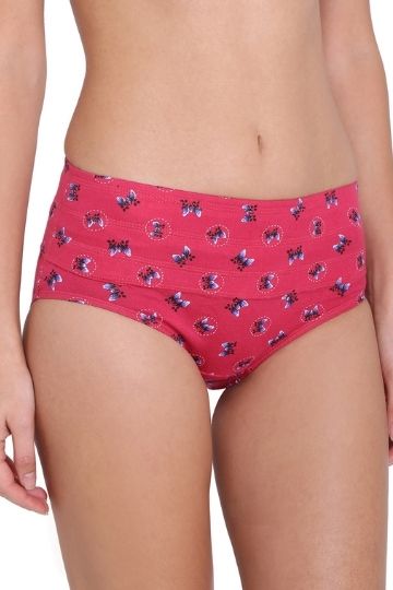Red Rose Slimmer Printed High Rise Full Coverage Tummy Hipster Panty (Single Pack)