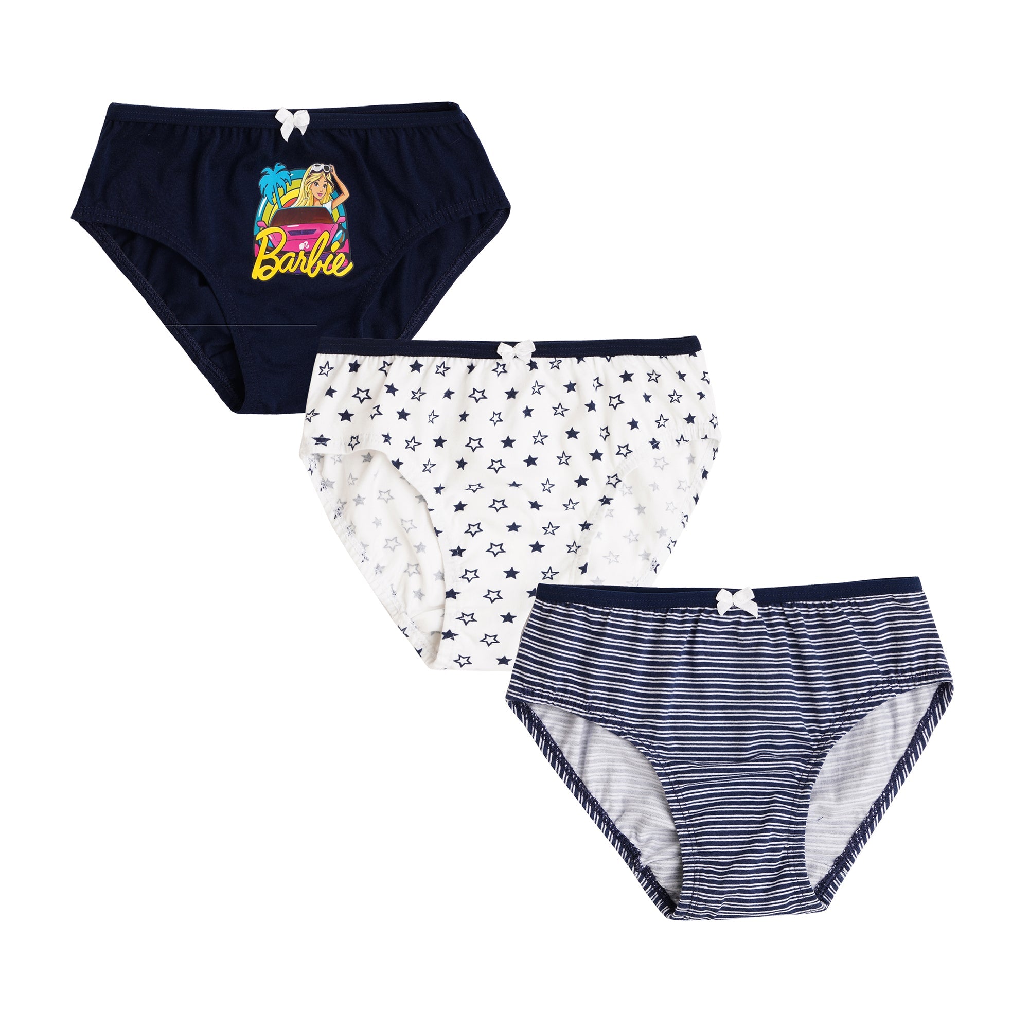 Redrose Girls' Barbie Print & Stripes Cotton Panties – Pack of 6 | Soft & Stylish Briefs for Daily Wear | BABY-61