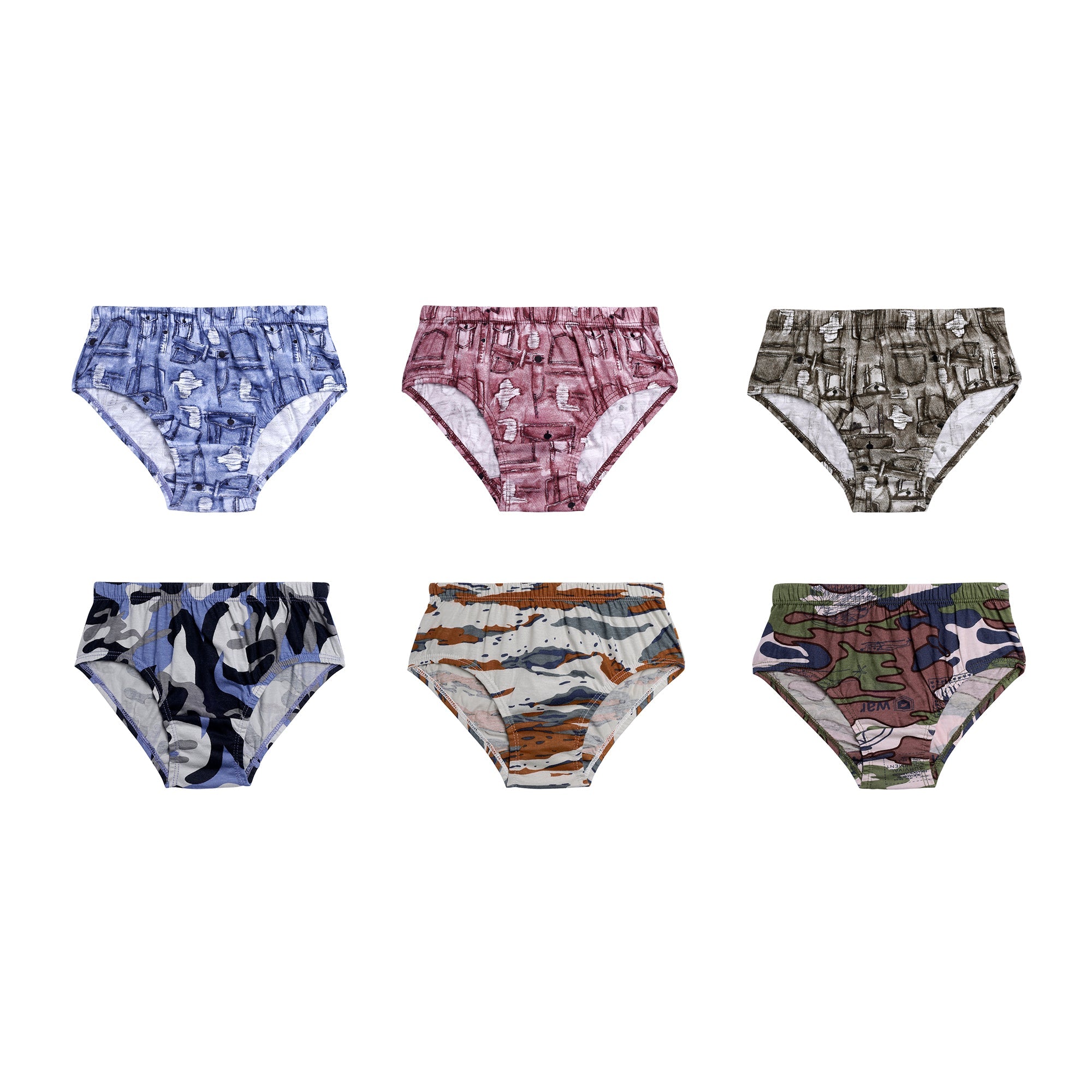 Redrose Boys Printed Cotton Briefs – Pack of 6 | Fun & Comfy Innerwear | JR-07