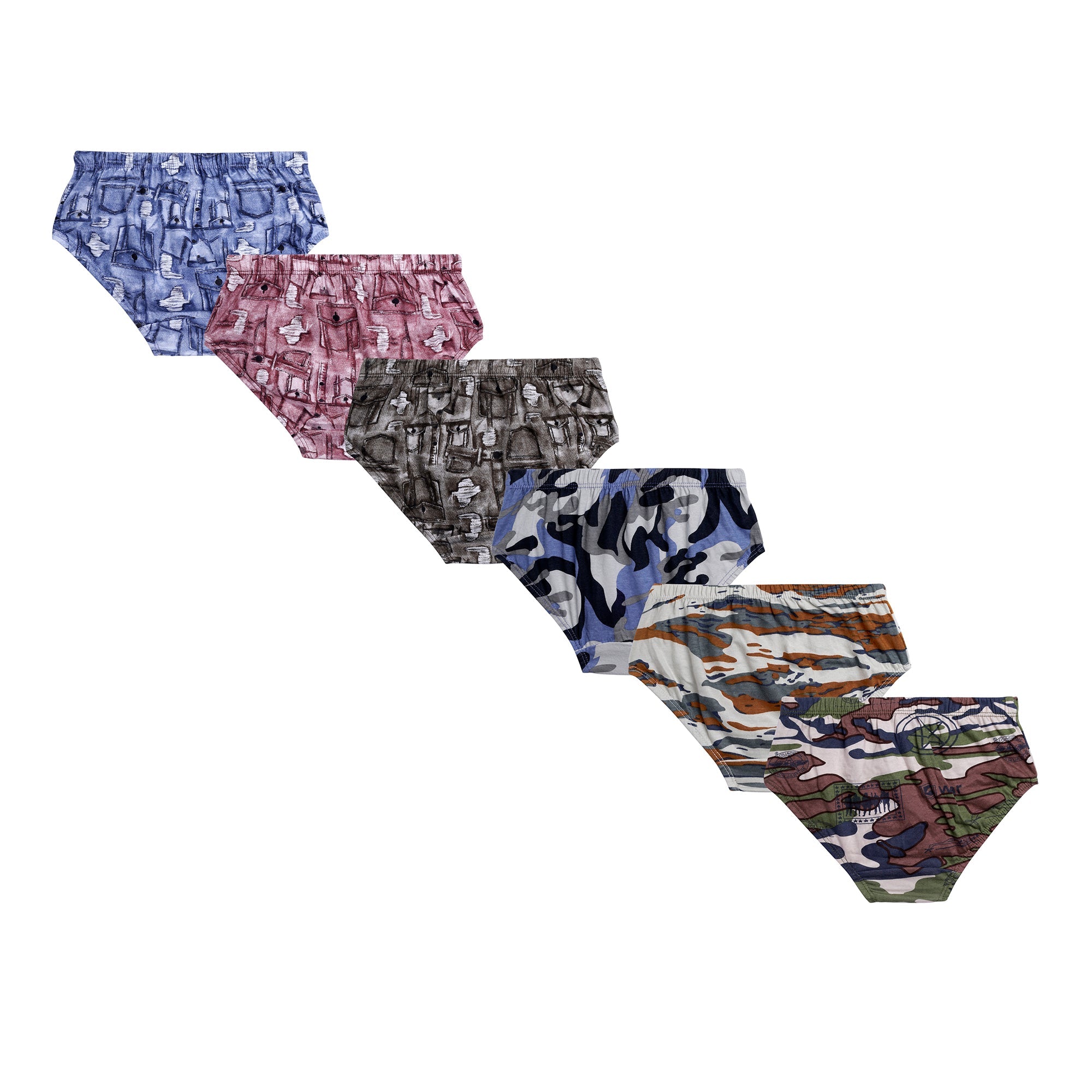 Redrose Boys Printed Cotton Briefs – Pack of 6 | Fun & Comfy Innerwear | JR-07