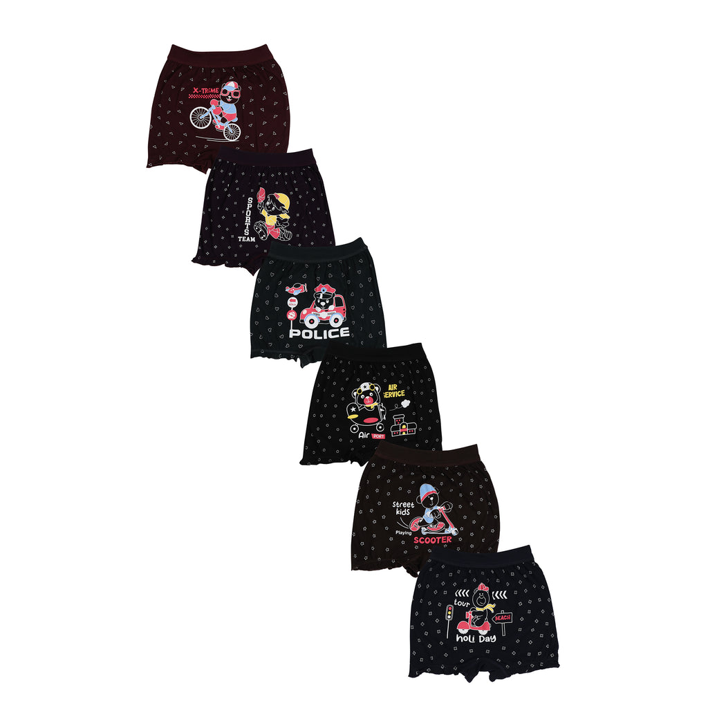 Red Rose BLM 232 Boys Printed Boxer Shorts, Soft & Comfortable Innerwear, Pack of 6