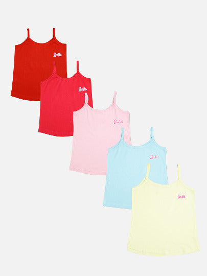 Redrose Girls Cotton Slips – Pack of 5 (Barbie Print, Multicolor) | BS-24(Barbie)