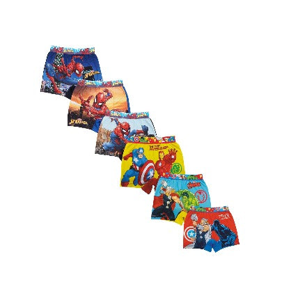 RedRose Boys Marvel Superhero Boxer Shorts – Avengers & Spider-Man Print Innerwear (Pack of 6) | JR-526