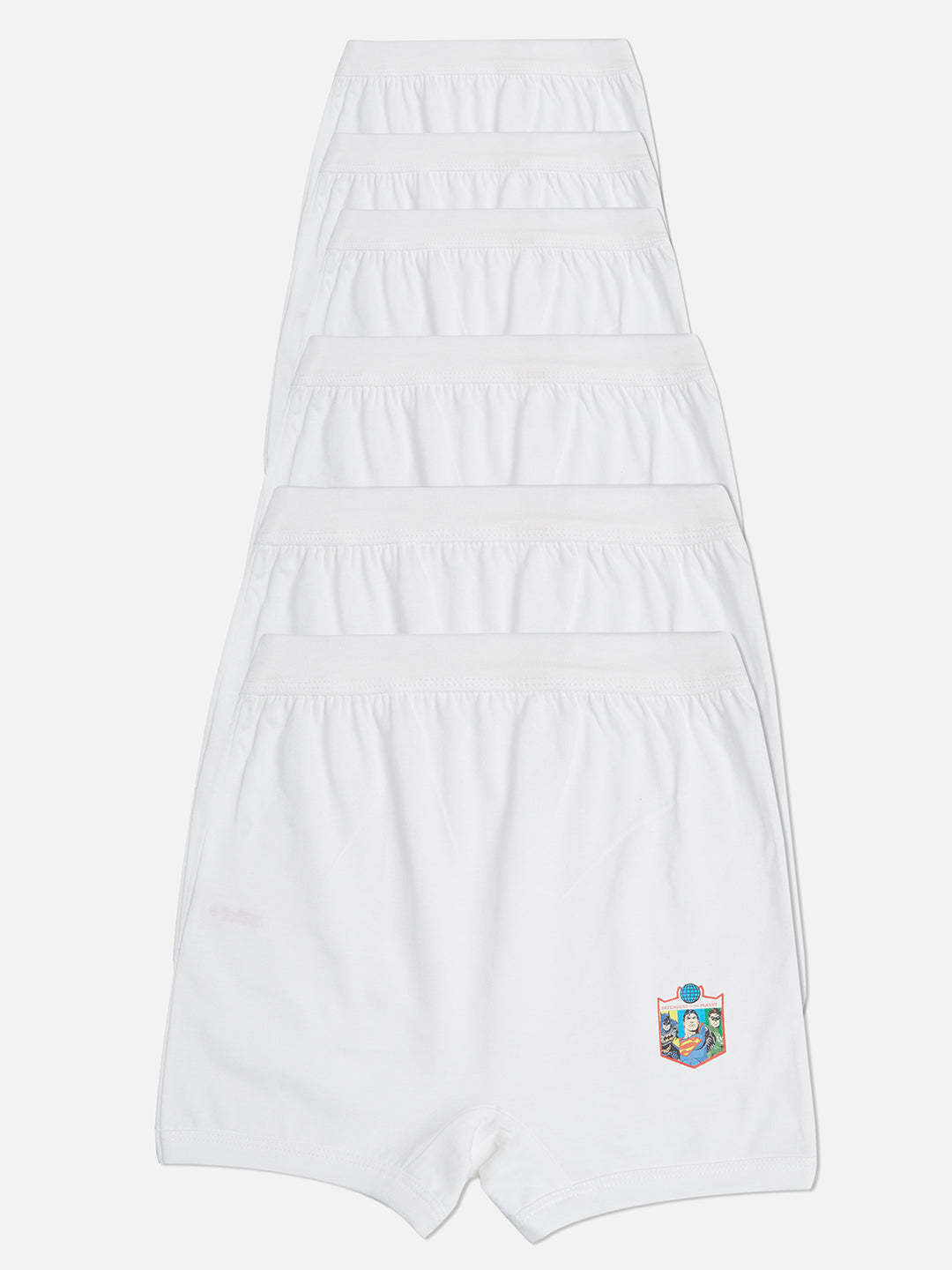 Redrose Boys Innerwear White Boxer Briefs – Pack of 6 | Soft Cotton with Hero Print | JR-40WH