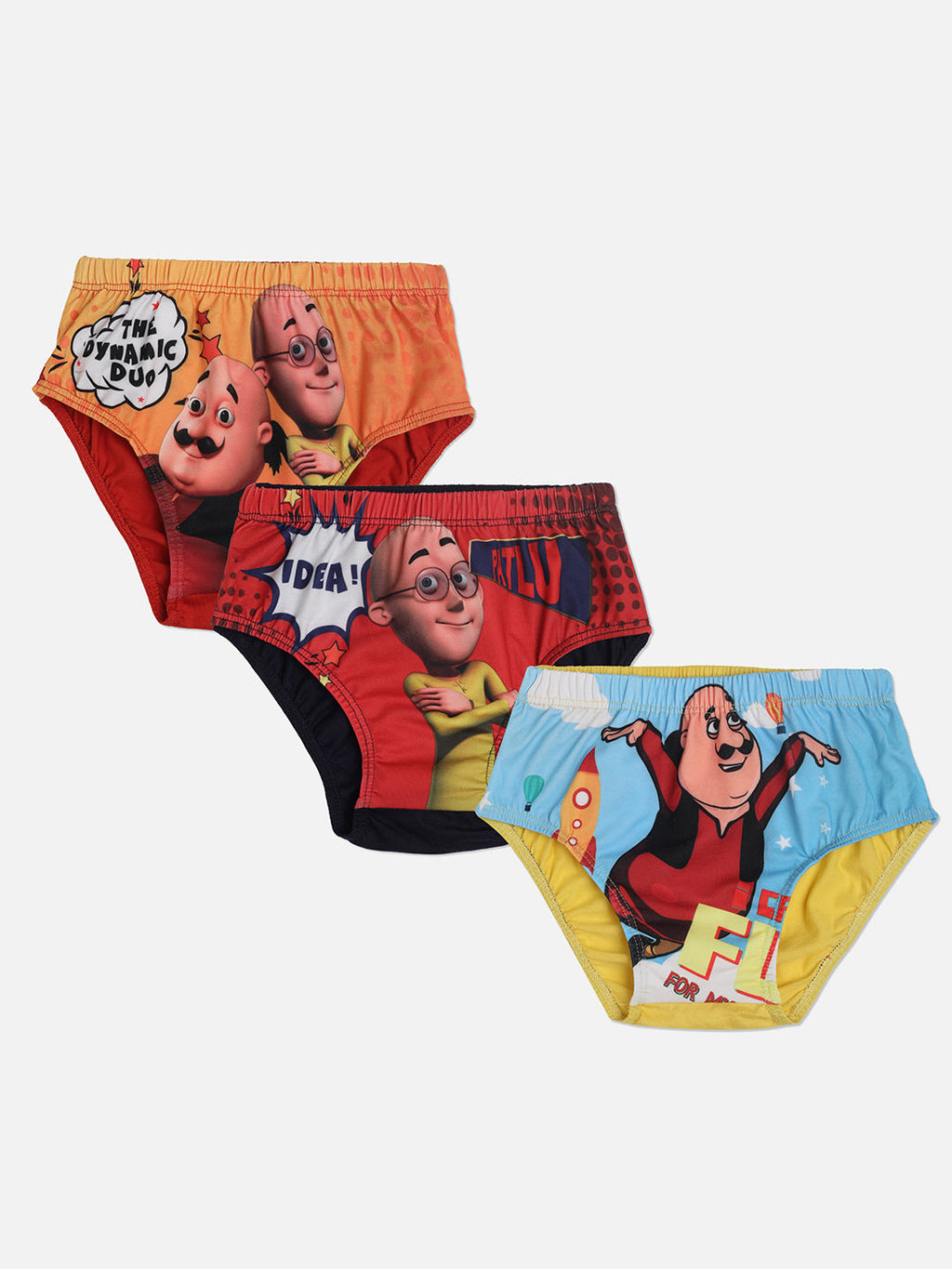Redrose Motu Patlu Boys’ Printed Briefs – Pack of 3 | Soft Cotton Comfort | JR-503