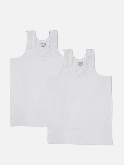 👕 Redrose Boys Plain White Cotton Vests – Pack of 2 | Soft & Breathable Innerwear | VEST-WH2