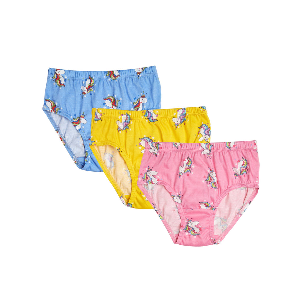 Redrose Baby Girls Cotton Unicorn Printed Briefs | Pack of 3 | Soft & Colorful Innerwear | BABY-77