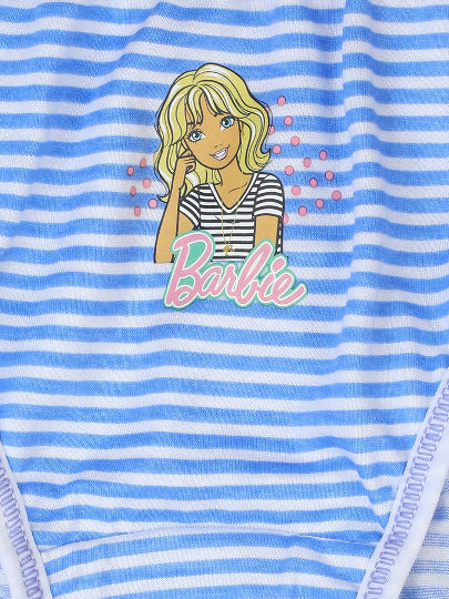 Red Rose Girls' Cotton Elastane Innerwear Briefs – Pack of 6 Barbie Striped Printed Panties | BABY-143