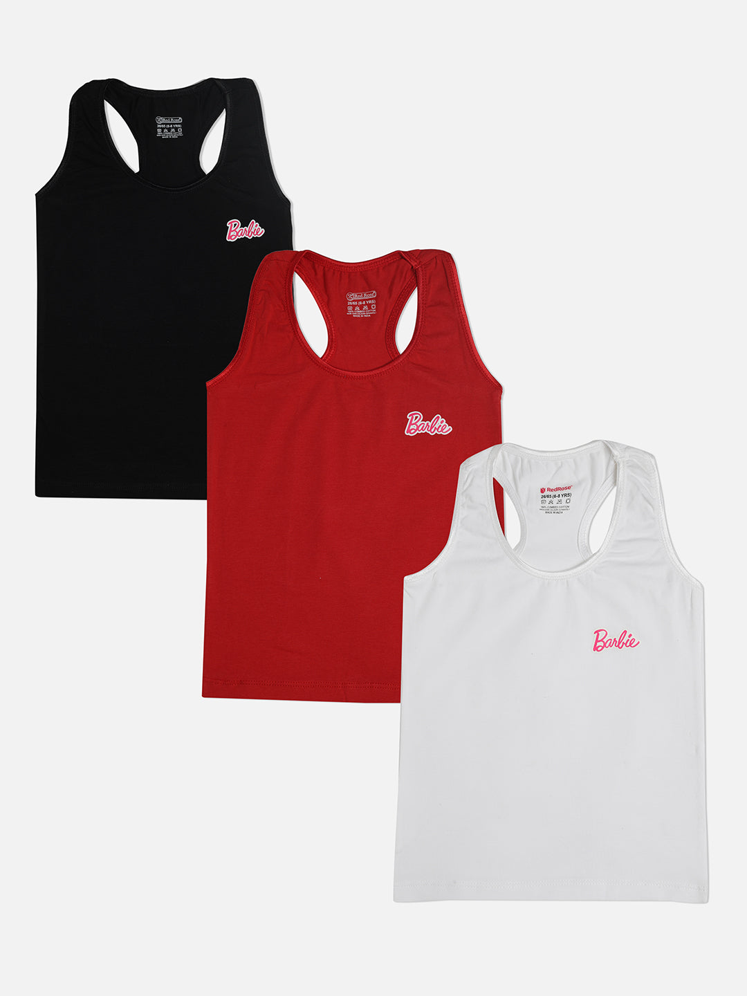 Redrose Girls Racerback Slips – Pack of 3 (Barbie Print) | BS-22