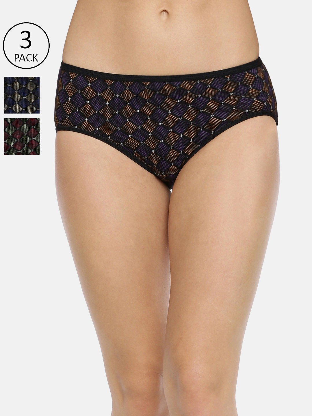 PALLAVI Cotton Hipster Panties - Multicolor Pack of 3