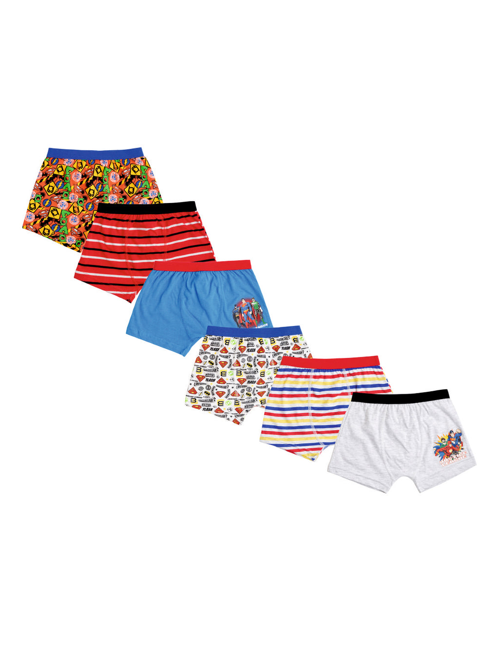 Redrose Boys Innerwear Printed Boxer Briefs – Pack of 6 | Fun Cartoon & Stripe Designs | JR-512