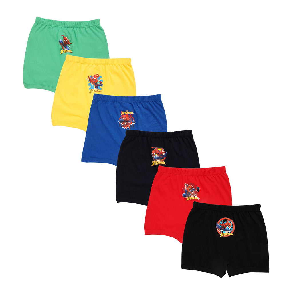 Redrose Boys' Spiderman Boxer Briefs – Pack of 6 | Soft Cotton Printed Innerwear | JR_41CL