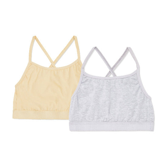 Redrose Girls Sports Bra – Pack of 2 (Grey & Skin, Cross-Back Design) | BS-2006
