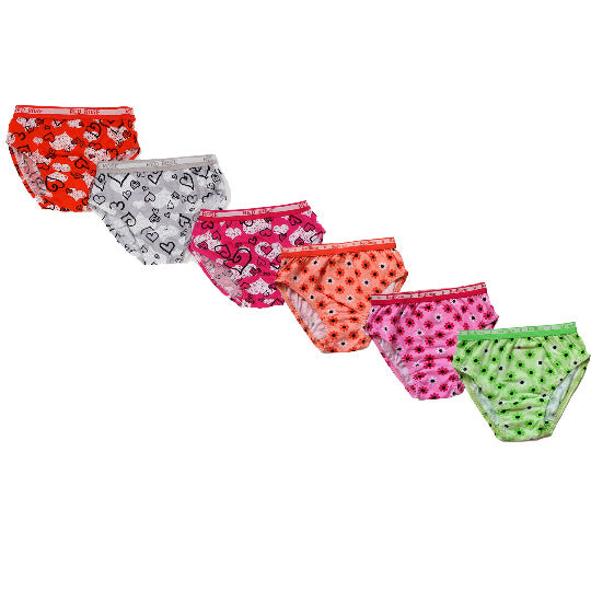 Redrose Girls' Printed Cotton Panties – Pack of 6 | Soft & Colorful Everyday Innerwear | BABY-53