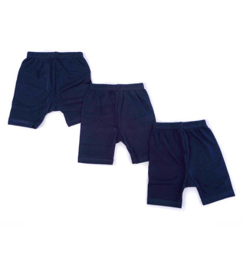 Redrose Girls' Plain Navy Blue Bloomers – Pack of 3 | PC Interlock Fabric 👧 | BLM-220NB