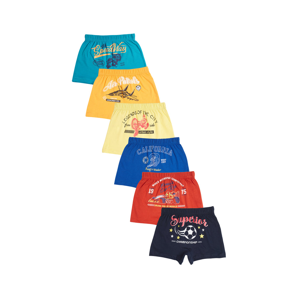 Red rose Cool Printed Cotton Trunks for Boys| JR-531 Multicolor Pack 6
