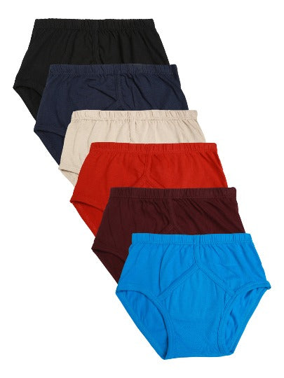 Redrose Boys Solid Cotton Briefs – Pack of 6 | Soft & Comfortable Innerwear | JR-14