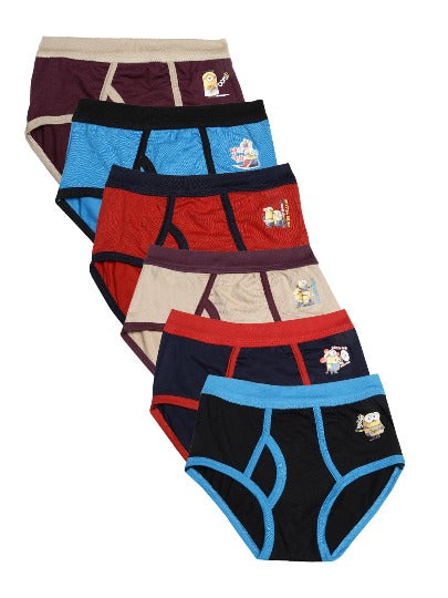 Redrose Boys' Briefs – Pack of 6 | Fun Cartoon Print Cotton Innerwear | JR-30CL