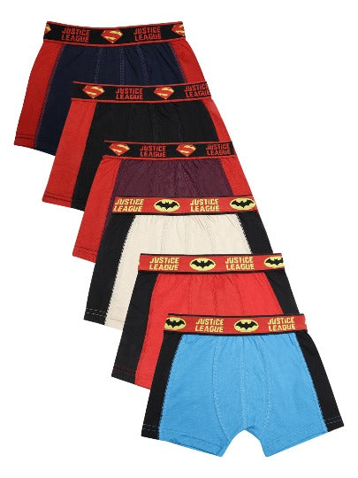 Redrose Boys' Justice League Briefs – Pack of 6 | Superman & Batman Themed Innerwear | JR-61