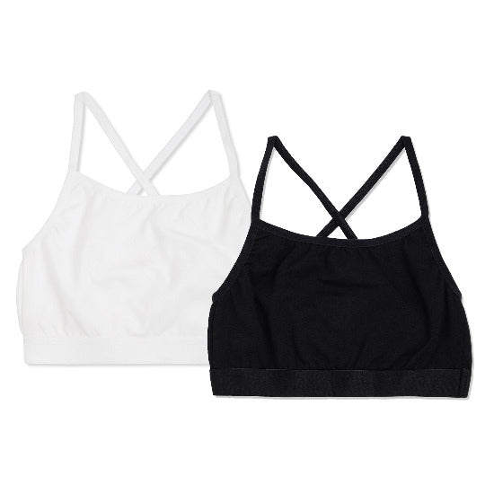 Redrose Girls Sports Bra – Pack of 2 (Black & White, Cross-Back Design) | BS-2006