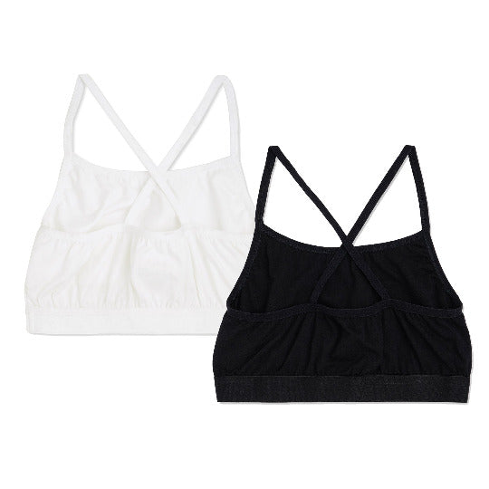 Redrose Girls Sports Bra – Pack of 2 (Black & White, Cross-Back Design) | BS-2006
