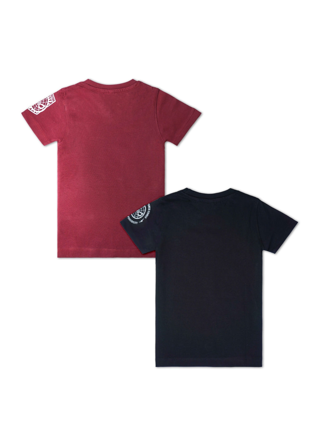 TS 27 Cartoon, Printed Cotton Regular T Shirt (MAROON & BLACK Pack of 2)