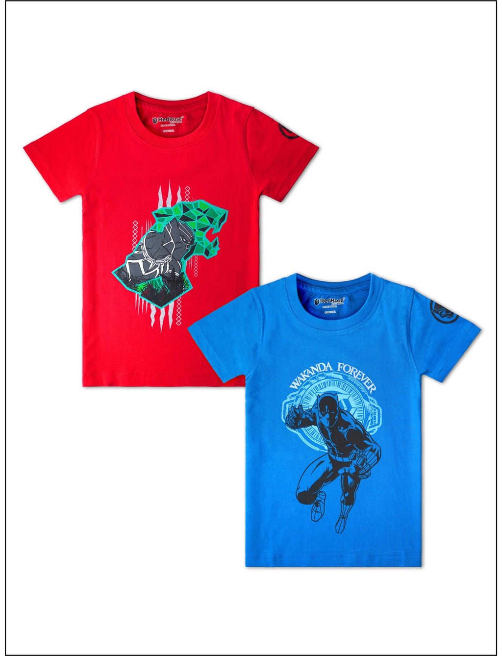 TS 32 Cartoon, Printed Cotton Regular T Shirt (RED & BLUE Pack of 2)