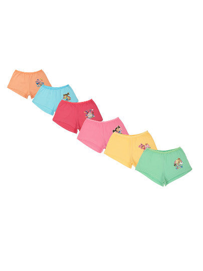 Girls' Printed Boxer Shorts – Pack of 6 | Soft Cotton Innerwear by Redrose | BABY-126