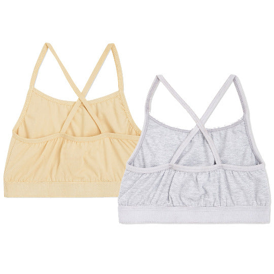 Redrose Girls Sports Bra – Pack of 2 (Grey & Skin, Cross-Back Design) | BS-2006
