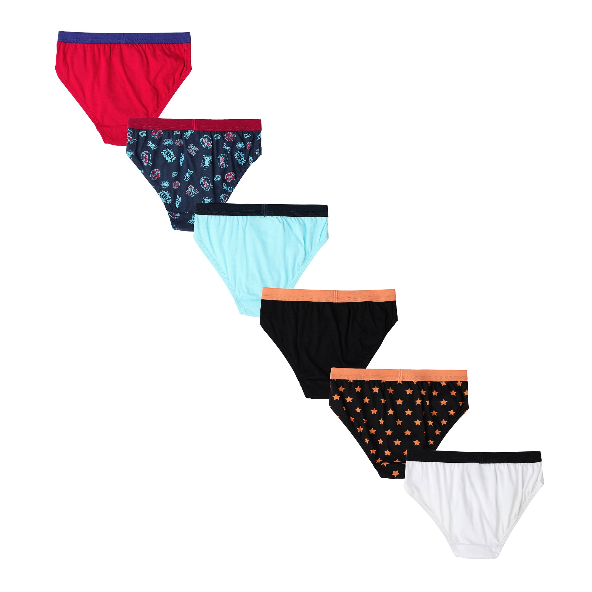 RedRose Boys Printed Cotton Briefs – Pack of 6 | Fun & Comfy Innerwear for Kids | JR-523