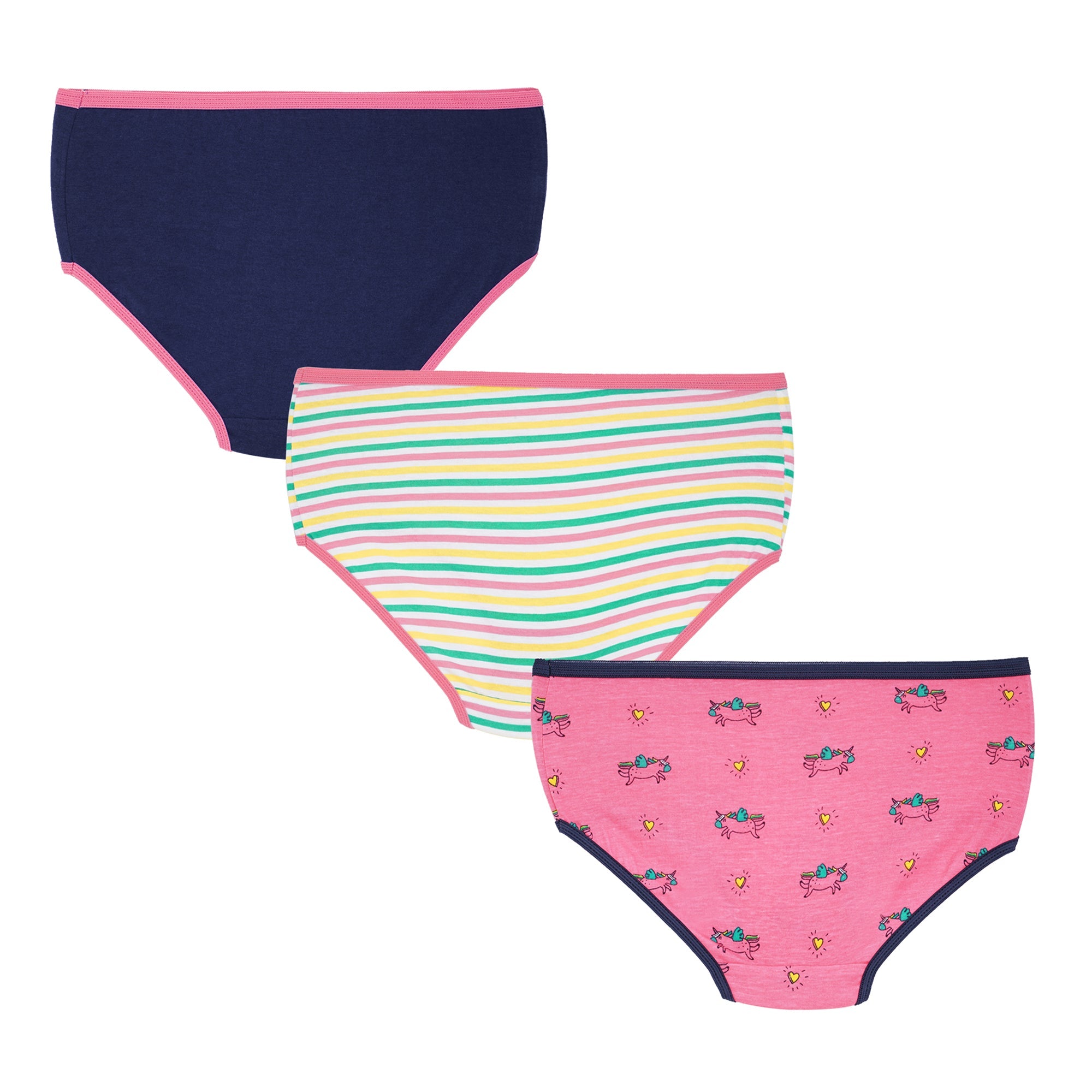 Redrose Girls' Printed & Striped Cotton Panties – Pack of 6 | Colorful Comfort Briefs for Kids | BABY-56