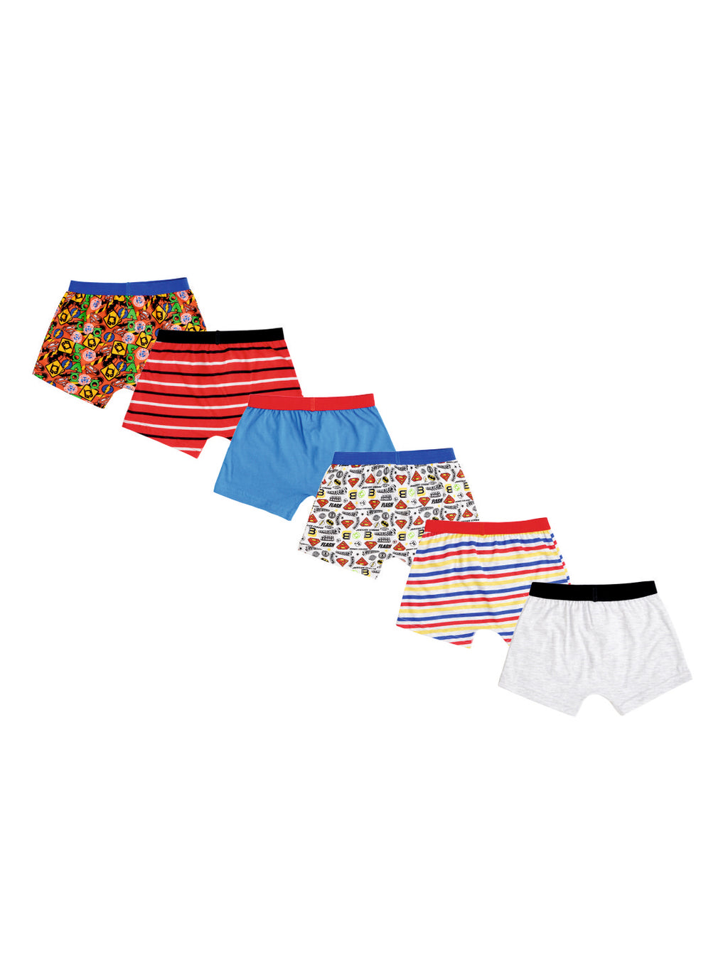 Redrose Boys Innerwear Printed Boxer Briefs – Pack of 6 | Fun Cartoon & Stripe Designs | JR-512