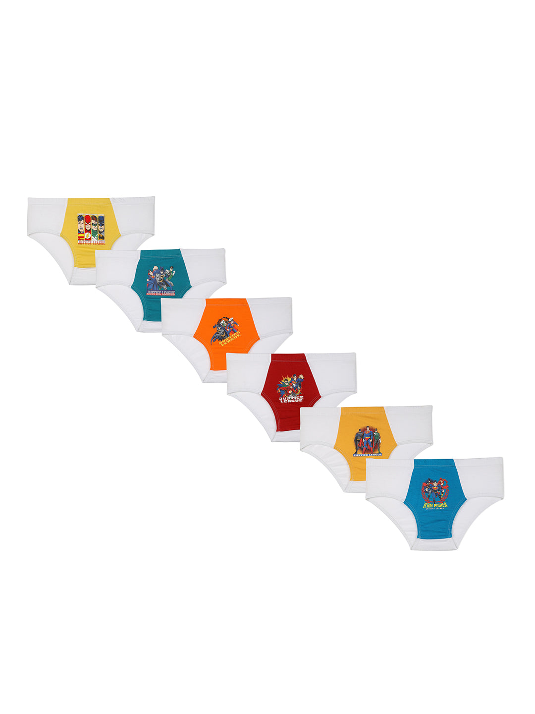 Redrose Boys' Cotton Briefs – Pack of 6 | Justice League Character Print Innerwear | JR-39