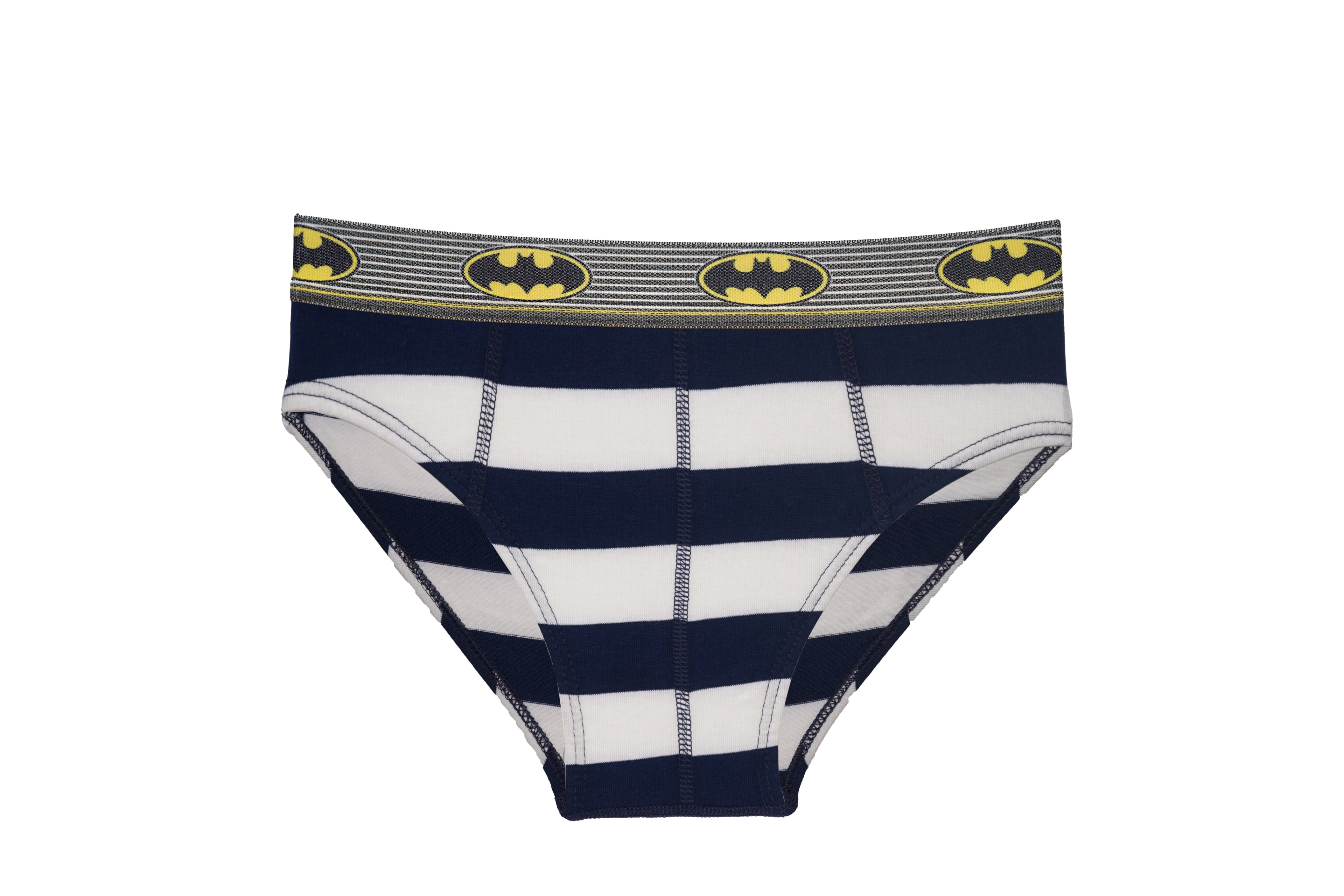 Boys' Batman Striped Briefs (Pack of 6) – Cotton Lycra with Logo Waistband | JR-81